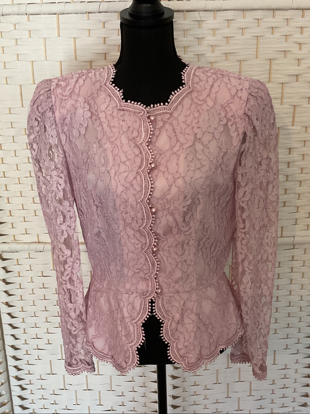 Michaels Pink Lace Long Sleeve Peplum Jacket